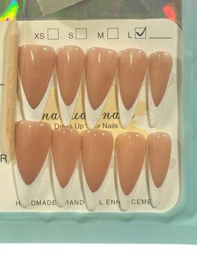 French Tip Press On Nails Nude White Long Stiletto Classic Clean Girl Minimalist